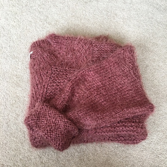 Easel Eyelash Patchwork Knit Rust Sweater-M/L - Picture 7 of 8